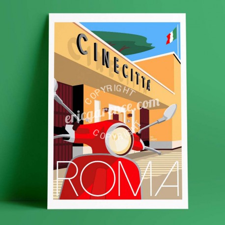 La Vespa, Cinecittà, Roma, Garence, Italia, artist, Roma, new, deco, gift, business, card, collection, poster, studio, albergo