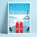 Affiche Verbier, Winter Freeride, Valais, 2018