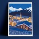 Affiche Saint Moritz de nuit par Eric Garence, Suisse Grisons l'Engadine voyage souvenir vacances Pinup palace hitchcock webcam 