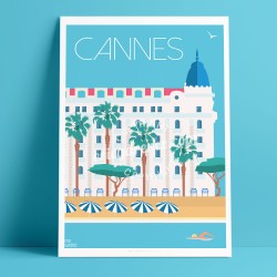 Affiche Cannes Palaces par Eric Garence, Côte d'Azur France tableau décoration idée cadeau luxe collection Carlton Martinez Gran