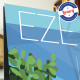 Affiche Eze, Cactus et Voilier par Eric Garence, Côte d'Azur France tableau décoration idée cadeau luxe collection Littoral rich