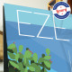 Poster Eze, Cactus et Voilier by Eric Garence, French Riviera painting decoration gift luxury idea Rich coastline sailing Medite