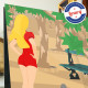 Affiche Fanny à Saint Tropez par Eric Garence, Provence Côte d'Azur Var rétro vintage illustration dessin niçois louboutin pétan