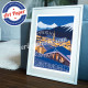 Affiche Saint Moritz de nuit par Eric Garence, Suisse Grisons l'Engadine tableau décoration idée cadeau luxe collection hitchcoc