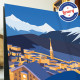 Affiche Saint Moritz de nuit par Eric Garence, Suisse Grisons l'Engadine rétro vintage illustration dessin niçois hitchcock webc