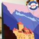 Poster Montreux et Château Chillon by Eric Garence, Swiss Leman Lake  Veytaux travel memories holydays Pinup jet set temperature