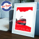 Affiche Train Suisse par Eric Garence, Suisse Switzerland rétro vintage illustration dessin niçois Ticket ligne voyage luxe ski 