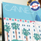 Cannes - Hotel, Croisette, plage, Carlton, Martinez, Festival de cannes  - Affiche Rétro, Art, Gift, seminar, congress, business
