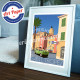 Affiche Le gendarme de Saiont Tropez par Eric Garence, Provence Côte d'Azur Var rétro vintage illustration dessin niçois cruchot