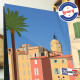 Affiche Le gendarme de Saiont Tropez par Eric Garence, Provence Côte d'Azur Var voyage souvenir vacances Pinup palace cruchot ge