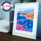 Poster Villefranche-sur-mer by Eric Garence, French Riviera aluminim plexiglass paper original limited cocteau village sea harbo