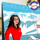 Poster Pinup à Crans montana by Eric Garence, Swiss Valais poster vintage illustration drawing french webcam chalet luxury ski a