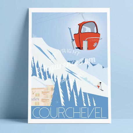 Poster Luxe à Courchevel by Eric Garence, Alps Haute Savoie painter savignac roger broders advertising ad The Airelles Palace Co