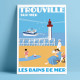Trouville Sea baths Poster by Eric Garence, Deauville, Normandy coast France Souvenir holiday trip Sand Seagull Savignac