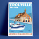 Trouville Market Fish Poster by Eric Garence, Deauville, Normandy coast France Souvenir holiday trip Boat Seagull Savignac