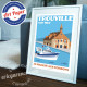 Trouville Market Fish Poster by Eric Garence, Deauville, Normandy coast France Souvenir holiday trip Boat Seagull Savignac