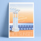 Affiche Nice Sunset par Eric Garence, Côte d'Azur France Chaises bleues cadeau art poster