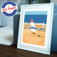 Affiche Le Touquet Paris-Plage par Eric Garence, Char à voile, France voyage souvenir vacances Plage Jeux Piscine Mer 