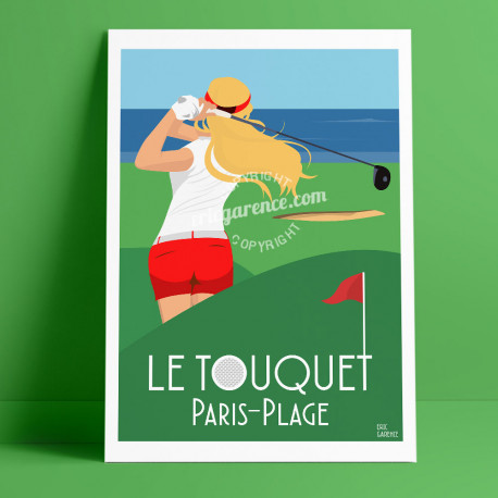 Poster Le Touquet Paris Plage Golf Resort by Eric Garence, sand yachting, beach, France travel memories holidays swim