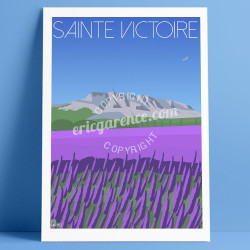 Affiche La Sainte-Victoire et les Lavandes, Eric Garence, Provence, Poster, Artiste