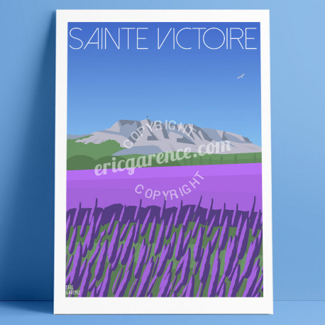 Poster La Sainte-Victoire and the Lavandes, Eric Garence, artist, French, gift,  Provence
