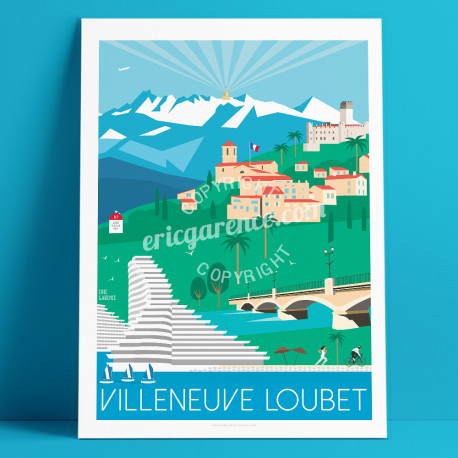 Affiche Villeneuve Loubet Cote d'azur Poster Eric Garence