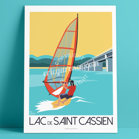 Poster Lac de Saint Cassien, Montauroux Windsurf Mercantour French Riviera Poster Eric Garence