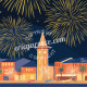 Poster Cagnes sur mer, Firework du Cros-de-Cagnes by eric Garence French Artist Deco Travel Poster gift memories sea bo