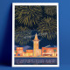 Poster Cagnes sur mer, Firework du Cros-de-Cagnes by eric Garence French Artist Deco Travel Poster gift memories sea bo