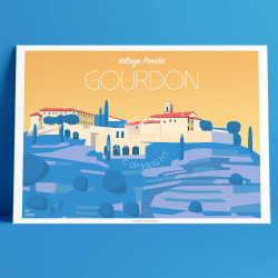 Poster Gourdon French Riviera Poster Eric Garence vintage retro