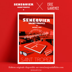 Affiche Saint Tropez Karl Senequier par Eric Garence, Provence Côte d'Azur Var art galerie artiste contemporain art-déco affiche