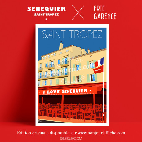 Poster Saint Tropez Senequier I Love by Eric Garence, Provence French Riviera var art gallery artist contemporary collection Kar