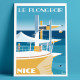 Affiche Le Plongeoir à Nice les 5 ans par Eric Garence, Côte d'Azur France rétro vintage painting artiste niçois la réserve