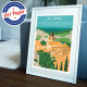 Affiche Les Baux-de-Provence, Massif des Alpilles, Eric Garence,  souvenir, cadeau, retro, vintage , illustration