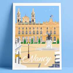 Affiche Nancy, place Stanislas par Eric Garence, Auvergne Rhone Alpes Ain art galerie artiste art-déco, concept store