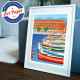 Affiche Le Port de Nice et Lou Passagin par Eric Garence, Côte d'Azur France rétro vintage painting artiste niçois 