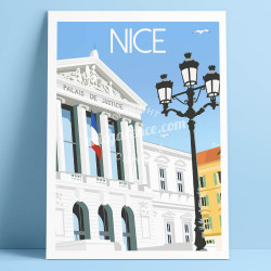 Affiche Le Port de Nice et Lou Passagin par Eric Garence, Côte d'Azur France rétro vintage painting artiste niçois 