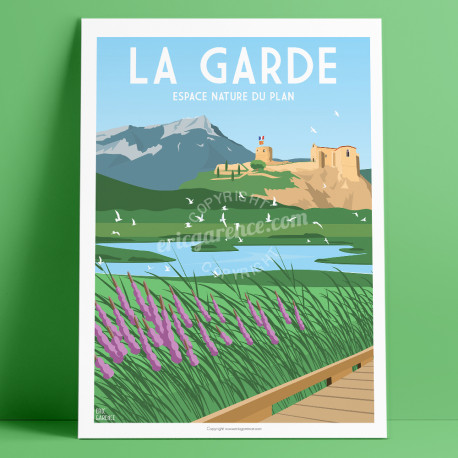 Affiche, La Garde, Var, Toulon, Provence, Eric Garence, illustration, poster, vintage, neo retro, espace nature, Vert