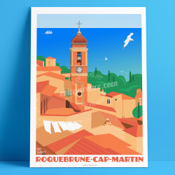 Affiche Roquebrune-Cap-Martin" par Eric Garence, Côte d'Azur France alu dibond plexiglass papier original limitéLe Corbusier Cad