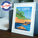 Affiche, La Garde, Var, Toulon, Provence, Eric Garence, illustration, poster, vintage, neo retro, anse magaud, san peyre, 