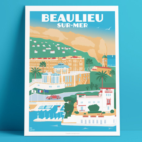 Poster Beaulieu sur mer by Eric Garence, French Riviera aluminim plexiglass paper original limited Kerylos