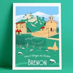 Artwork, Brenon, Var, Gorges du Verdon, Provence, Eric Garence, illustration, poster, vintage, neo retro,  Sainte croix