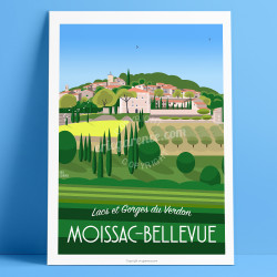 Affiche, Moissac-Bellevue, Var, Gorges du Verdon, Provence, Eric Garence, illustration, poster, vintage, retro, VisitVar