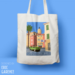 Tote Bag "Le Gendarme de Saint Tropez" , french riviera, artwork, gift xmas, mehari, citroen, de funes