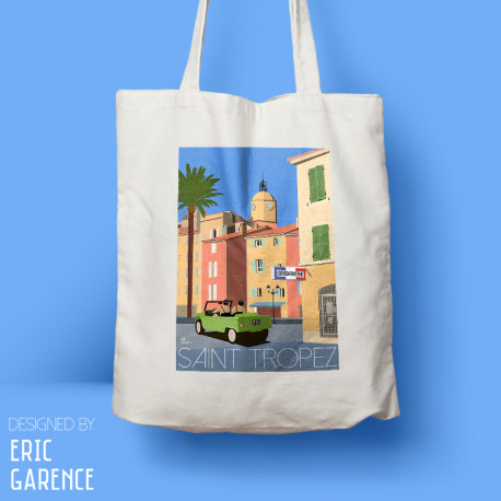 Tote Bag "Le Gendarme de Saint Tropez" , Eric Garence, Golfe, mehari, idée, noel, cadeau, cote d'azur, de funes, cruchot, 