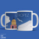 Mug "La Plage et le clocher de Saint Tropez" , Eric Garence, Golfe, mehari, idée, noel, cadeau, cote d'azur, de funes, cruch