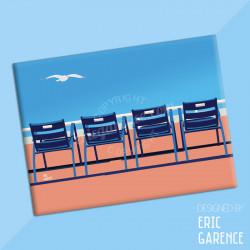 Magnet, "Nos 4 chaises bleues" Aimant, Eric Garence, Deco, house, gift, cadeau, business, nice, cote d'azur, artist