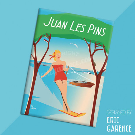 Magnet, "Ski nautique at Juan-les-pins", aimant, fridge, gift, business, 