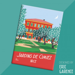 Magnet, "Nice - Jardins de Cimiez" Aimant, Eric Garence, Deco, house, gift, cadeau, business, nice, cote d'azur, artist