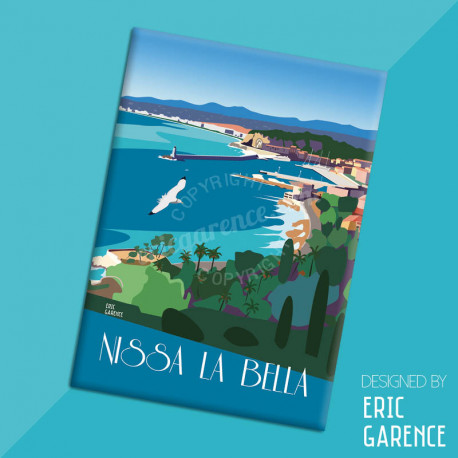 Magnet, "Nissa la Bella" Aimant, Eric Garence, Deco, house, gift, cadeau, business, nice, cote d'azur, arti